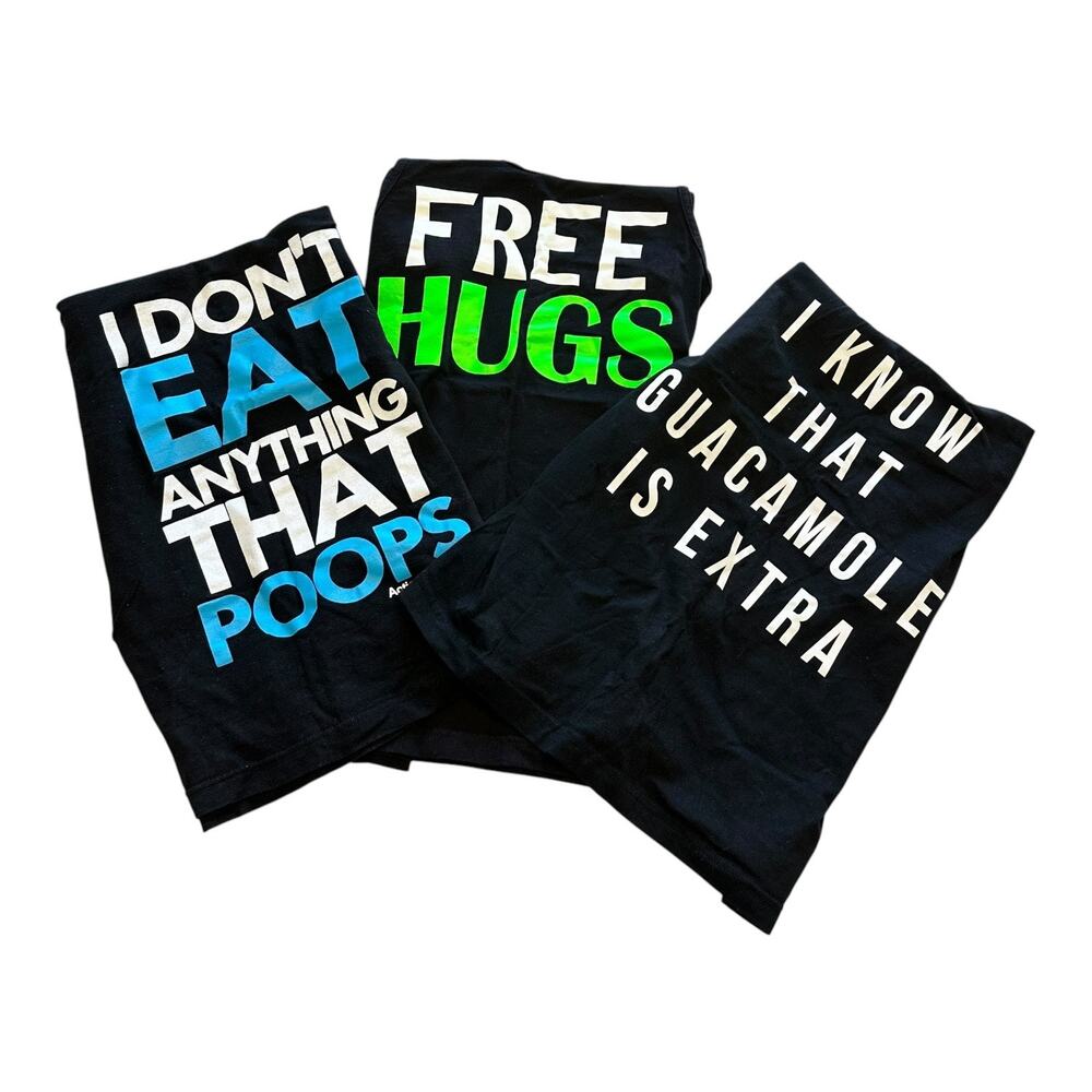Mens Tank Tops Bundle Size Medium Three Tanks Free Hugs Vegan Guac Extra